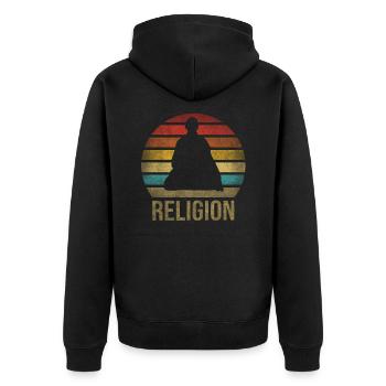 Monk Buddhist Monk Buddhism Meditation - Unisex Premium Organic Zip Hoodie - black - Back - Nico (187cm)