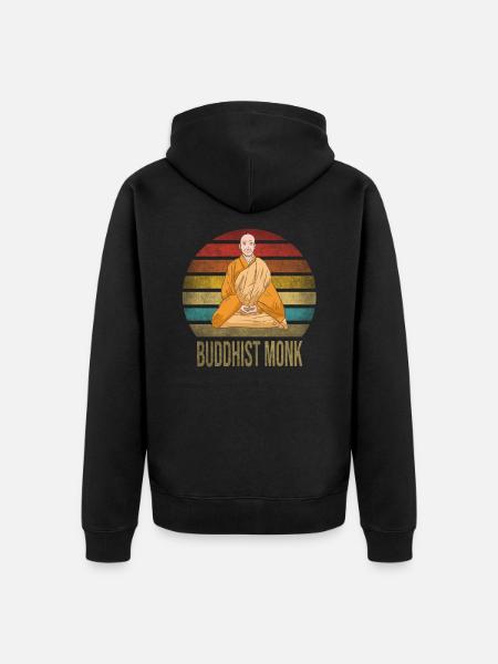 Monk Buddhist Monk Buddhism Meditation - Unisex Premium Organic Zip Hoodie - black