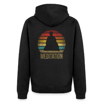 Monk Buddhist Monk Buddhism Meditation - Unisex Premium Organic Zip Hoodie - black - Back - Nico (187cm)