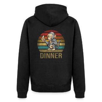 Monkey Eating Banana Dinner Retro Sunset - Unisex Premium Organic Zip Hoodie - black - Back - Nico (187cm)