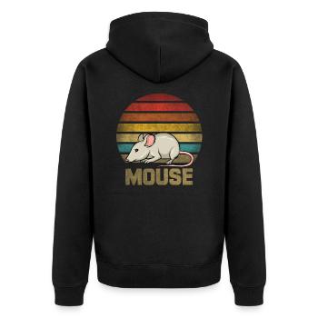 Mouse Animal Retro Sunset Vintage - Unisex Premium Organic Zip Hoodie - black - Back - Nico (187cm)