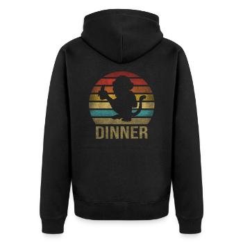 Monkey Eating Banana Dinner Retro Sunset - Unisex Premium Organic Zip Hoodie - black - Back - Nico (187cm)