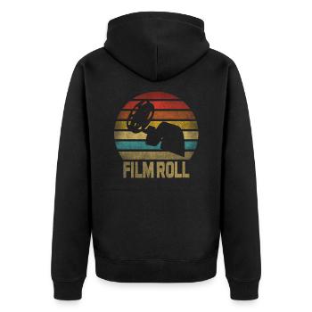 Movie Film Roll Cinema Retro Sunset - Unisex Premium Bio Zip Hoodie - Schwarz - Hinten - Nico (187cm)