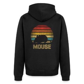 Mouse Animal Retro Sunset Vintage - Unisex Premium Organic Zip Hoodie - black - Back - Nico (187cm)