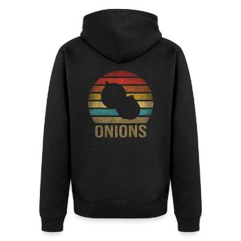 Onion Vegetables Retro Sunset Vintage - Unisex Premium Organic Zip Hoodie - black - Back - Nico (187cm)