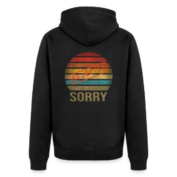 Rejected Sorry Retro Sunset Vintage - Unisex Premium Bio Zip Hoodie - Schwarz - Hinten - Nico (187cm)