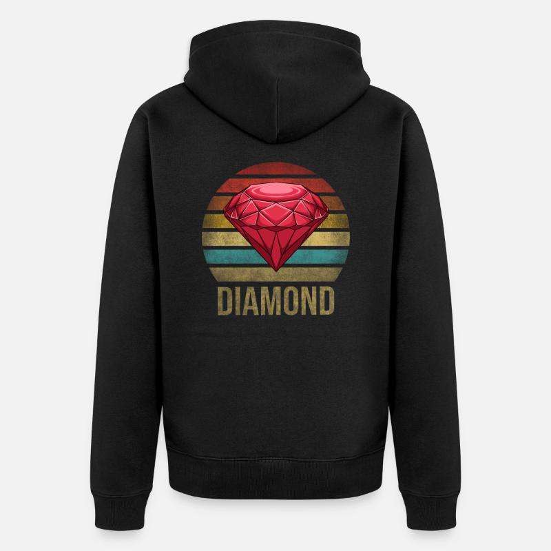 Ruby Gemstone Retro Sunset - Unisex Premium Organic Zip Hoodie - black