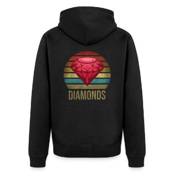 Ruby Gemstone Retro Sunset - Unisex Premium Bio Zip Hoodie - Schwarz - Hinten - Nico (187cm)