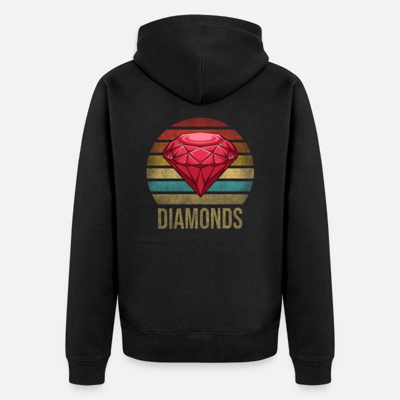 Ruby Gemstone Retro Sunset - Unisex Premium Bio Zip Hoodie - Schwarz