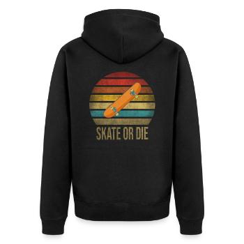 Skateboard Skate Or Die Retro Sunset - Unisex Premium Bio Zip Hoodie - Schwarz - Hinten - Nico (187cm)