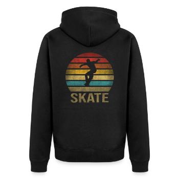 Skateboard Skate Or Die Retro Sunset - Unisex Premium Bio Zip Hoodie - Schwarz - Hinten - Nico (187cm)