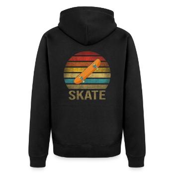Skateboard Skate Or Die Retro Sunset - Unisex Premium Bio Zip Hoodie - Schwarz - Hinten - Nico (187cm)