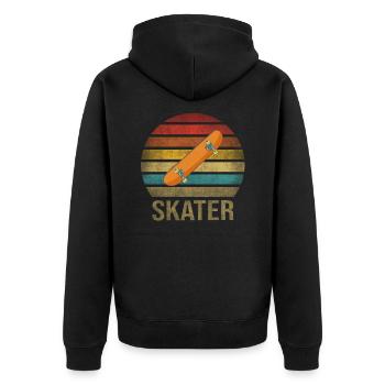 Skateboard Skate Or Die Retro Sunset - Unisex Premium Bio Zip Hoodie - Schwarz - Hinten - Nico (187cm)