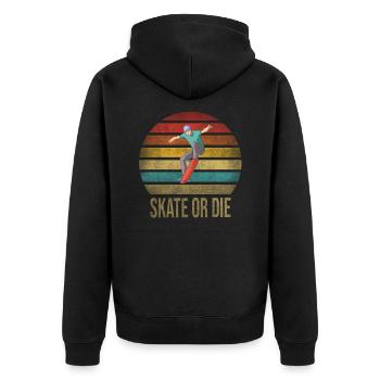 Skateboard Skate Or Die Retro Sunset - Unisex Premium Bio Zip Hoodie - Schwarz - Hinten - Nico (187cm)