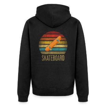 Skateboard Skate Or Die Retro Sunset - Unisex Premium Bio Zip Hoodie - Schwarz - Hinten - Nico (187cm)