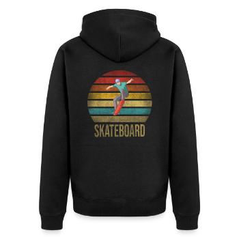 Skateboard Skate Or Die Retro Sunset - Unisex Premium Bio Zip Hoodie - Schwarz - Hinten - Nico (187cm)
