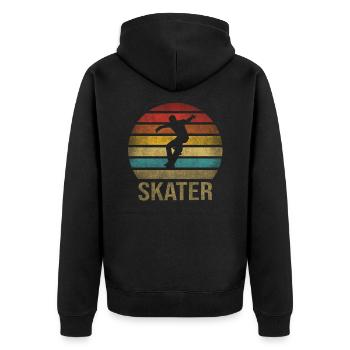 Skateboard Skate Or Die Retro Sunset - Unisex Premium Bio Zip Hoodie - Schwarz - Hinten - Nico (187cm)