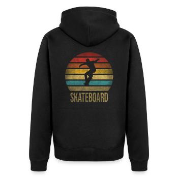 Skateboard Skate Or Die Retro Sunset - Unisex Premium Bio Zip Hoodie - Schwarz - Hinten - Nico (187cm)
