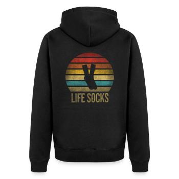Chaussette Life Chaussettes Rétro Sunset Vintage - Veste à capuche bio Premium Unisexe - noir - Dos - Nico (187cm)