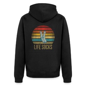 Chaussette Life Chaussettes Rétro Sunset Vintage - Veste à capuche bio Premium Unisexe - noir - Dos - Nico (187cm)