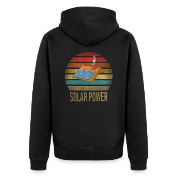 Solar Power Sun Green Energy Roof Sunset - Unisex Premium Bio Zip Hoodie - Schwarz - Hinten - Nico (187cm)