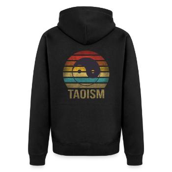 Taosim Yin & Yang Zen Retro Coucher de soleil - Veste à capuche bio Premium Unisexe - noir - Dos - Nico (187cm)