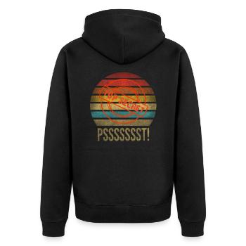 Top Secret Retro Sunset Vintage - Unisex Premium Bio Zip Hoodie - Schwarz - Hinten - Nico (187cm)