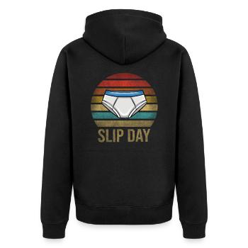Underwear Slip Underpants Laundry Day - Unisex Premium Bio Zip Hoodie - Schwarz - Hinten - Nico (187cm)