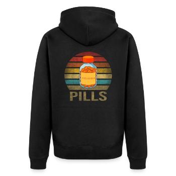 Vitamins Pills Retro Sunset Vintage - Unisex Premium Bio Zip Hoodie - Schwarz - Hinten - Nico (187cm)