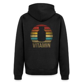 Vitamins Pills Retro Sunset Vintage - Unisex Premium Bio Zip Hoodie - Schwarz - Hinten - Nico (187cm)