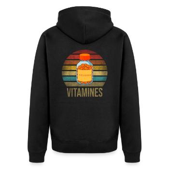Vitamins Pills Retro Sunset Vintage - Unisex Premium Bio Zip Hoodie - Schwarz - Hinten - Nico (187cm)