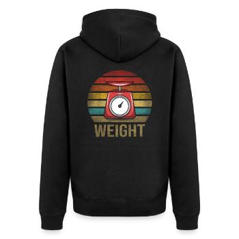 Weight Scale Retro Vintage Sunset - Unisex Premium Bio Zip Hoodie - Schwarz - Hinten - Nico (187cm)