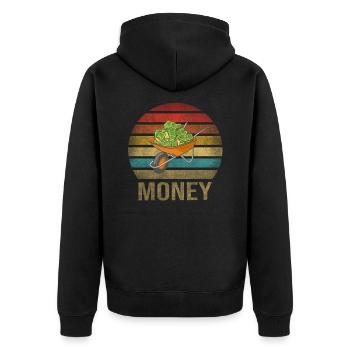 Cash Money Wheelbarrow Pushcart Sunset - Unisex Premium Organic Zip Hoodie - black - Back - Nico (187cm)