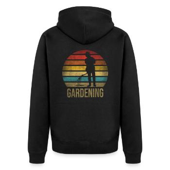 Gardening Watering Flowers Nature Plants - Unisex Premium Bio Zip Hoodie - Schwarz - Hinten - Nico (187cm)