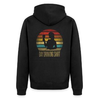 Boire du vin Fun Alcohol Woman Retro Sunset - Veste à capuche bio Premium Unisexe - noir - Dos - Nico (187cm)