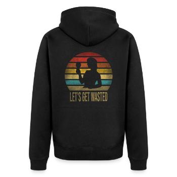 Drinking Wine Fun Alcohol Woman Retro Sunset - Unisex Premium Organic Zip Hoodie - black - Back - Nico (187cm)