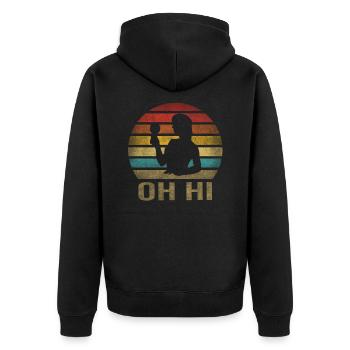 Drinking Wine Fun Alcohol Woman Retro Sunset - Unisex Premium Organic Zip Hoodie - black - Back - Nico (187cm)