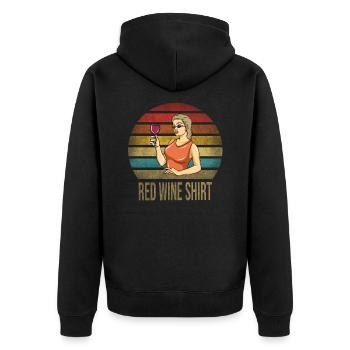 Drinking Wine Fun Alcohol Woman Retro Sunset - Unisex Premium Organic Zip Hoodie - black - Back - Nico (187cm)