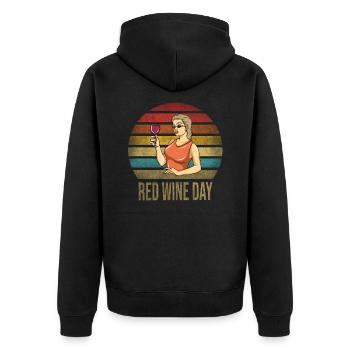Boire du vin Fun Alcohol Woman Retro Sunset - Veste à capuche bio Premium Unisexe - noir - Dos - Nico (187cm)