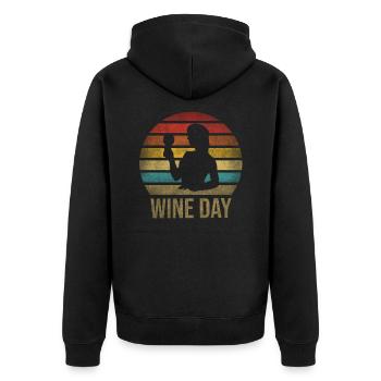 Drinking Wine Fun Alcohol Woman Retro Sunset - Unisex Premium Organic Zip Hoodie - black - Back - Nico (187cm)