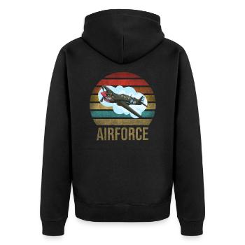 Airplane Historic World War II Flying Pilot WWII - Unisex Premium Organic Zip Hoodie - black - Back - Nico (187cm)