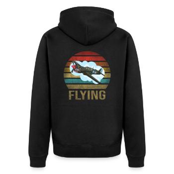 Airplane Historic World War II Flying Pilot WWII - Unisex Premium Organic Zip Hoodie - black - Back - Nico (187cm)
