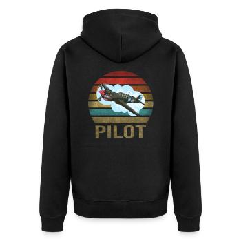 Airplane Historic World War II Flying Pilot WWII - Unisex Premium Organic Zip Hoodie - black - Back - Nico (187cm)
