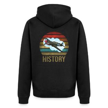 Airplane Historic World War II Flying Pilot WWII - Unisex Premium Organic Zip Hoodie - black - Back - Nico (187cm)