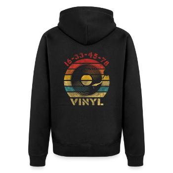 16 33 45 78 RPM Vinyl Retro Vintage Music - Unisex Premium Bio Zip Hoodie - Schwarz - Hinten - Nico (187cm)