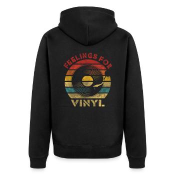 Feelings for Vinyl Retro Vintage Music - Unisex Premium Bio Zip Hoodie - Schwarz - Hinten - Nico (187cm)