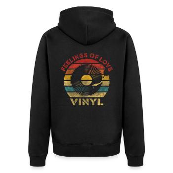 Feelings of Love Vinyl Retro Vintage Music - Unisex Premium Bio Zip Hoodie - Schwarz - Hinten - Nico (187cm)