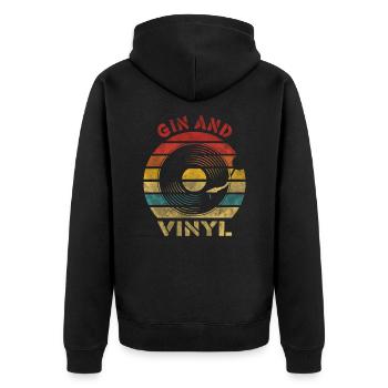 Gin et Vinyle Retro Vintage Music - Veste à capuche bio Premium Unisexe - noir - Dos - Nico (187cm)