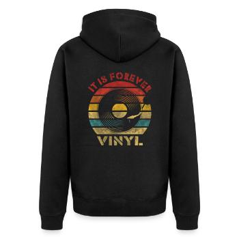 It is Forever Vinyl Retro Vintage Music - Unisex Premium Bio Zip Hoodie - Schwarz - Hinten - Nico (187cm)