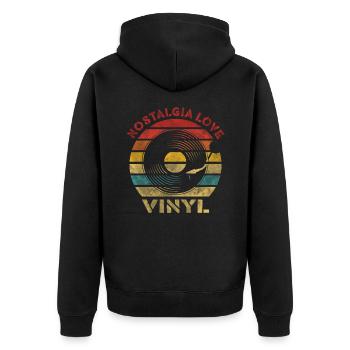 Nostalgia Love Vinyl Retro Vintage Music - Unisex Premium Bio Zip Hoodie - Schwarz - Hinten - Nico (187cm)